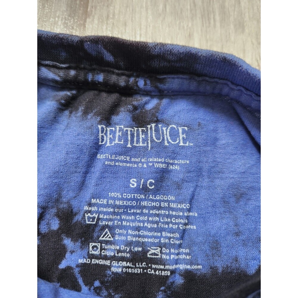 Beetlejuice Graphic Tee Shirt Black Blue Tie Dye Dual Sided Print Mens S EUC - Picture 3 of 7